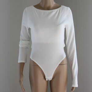 Determ Women's Long Sleeve White Twisted Bodysuit size 6 or M NWT MSRP $140